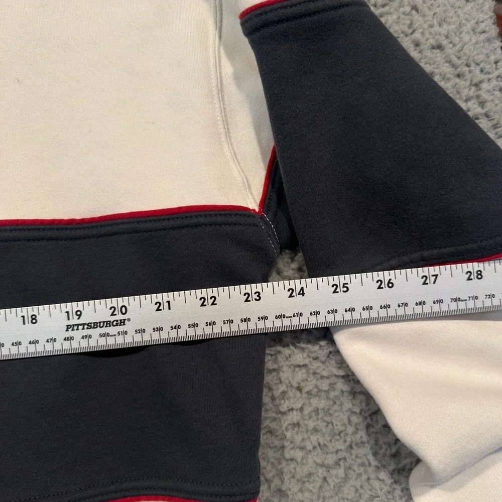 Abercrombie & Fitch Quarter Zip Sweatshirt Mens Colorblock Medium Cream Navy Red